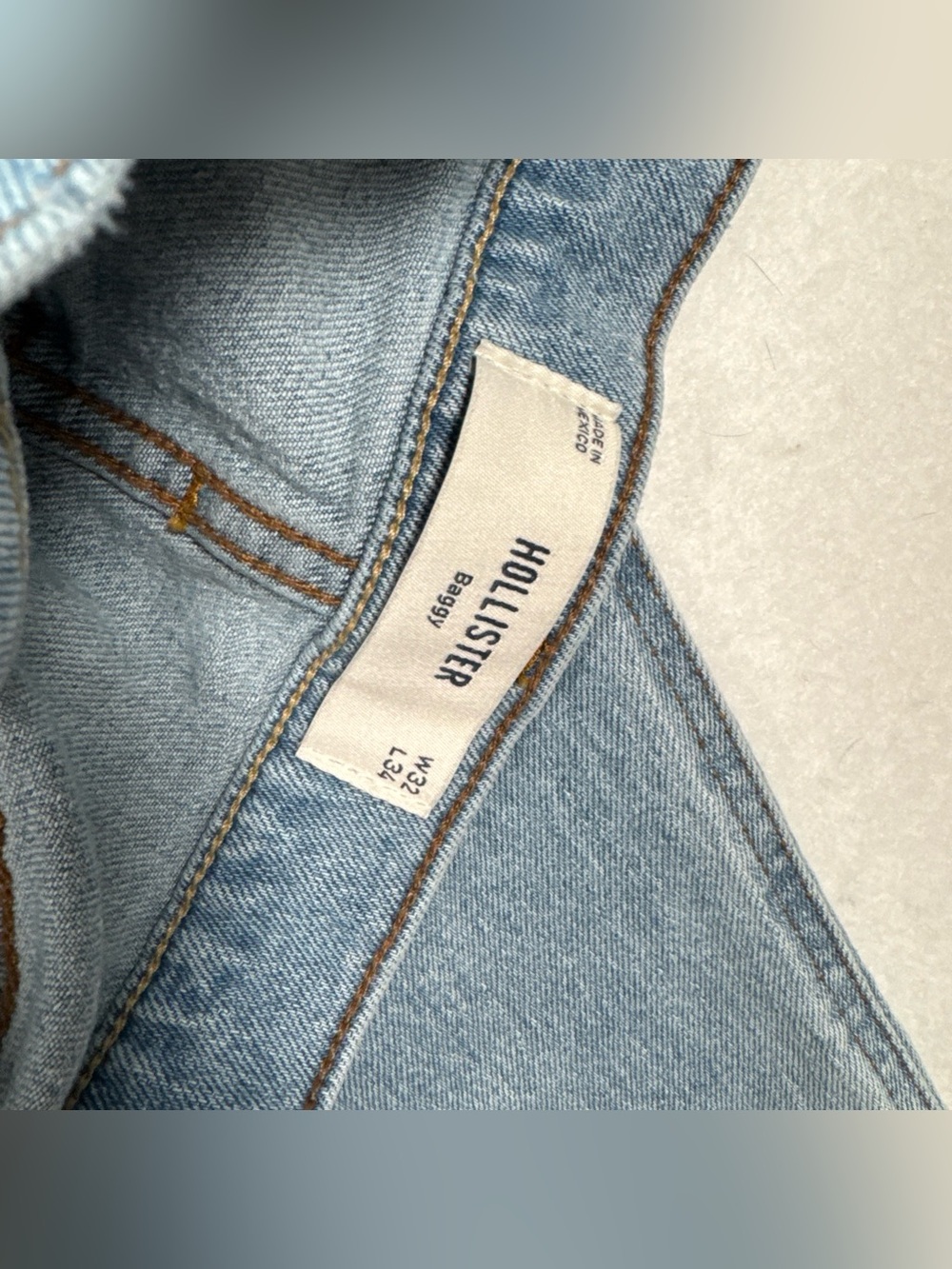 Hollister Baggy Carpenter Jeans Fits Men 32x31.5 Light Blue Wash Relaxed Utility - Picture 8 of 9